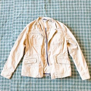 ☄️LL Bean Sz S Khaki Medium Weight Jacket 100%PIMA